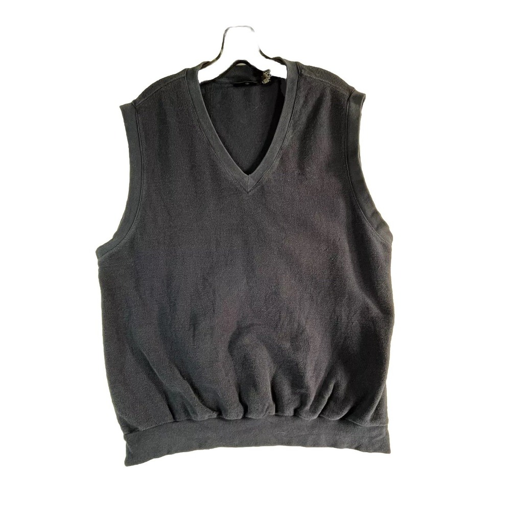 Edwards Casualwear Mens L V-Neck Sweater Vest Blue Cotton Knit Solid